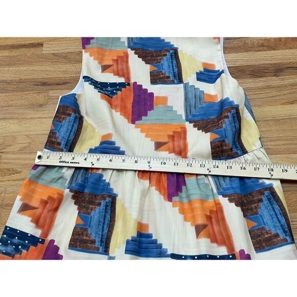 THML Women's Dress Fit & Flare S Tiered Mini Summer Beach Boho Geometric Brown - Picture 10 of 10